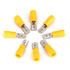 Yellow Fully Male Spade Terminals Crimp Connector 12-10AWG 100PCS - Picture 1 of 3