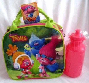Dreamworks 9.5" Trolls Poppy+Friends Hot  Pink Lunch Bag with Water Bottle-New! - Picture 1 of 2