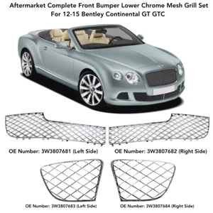 Parachoques cromado rejilla de malla inferior 4 piezas apto para Bentley Continental GT GTC 12-15 6,0 L - Imagen 1 de 4