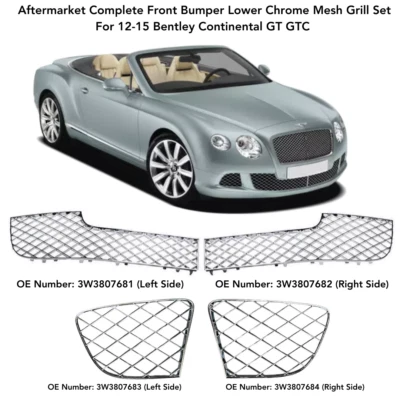 Parachoques cromado rejilla de malla inferior 4 piezas apto para Bentley Continental GT GTC 12-15 6,0 L Foto 1 de 4