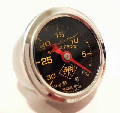 Пылесос Marshall калибр 0-30 рт. ст. 1,5 дюйма полночный хром 1/8 дюйма NPT (заполненный жидкостью) - Изображение 1 из 3