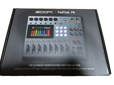 ZOOM PodTrak P8 Workstation for Podcast Recorder Smartphone Tablet Brand New - Image 1 of 4