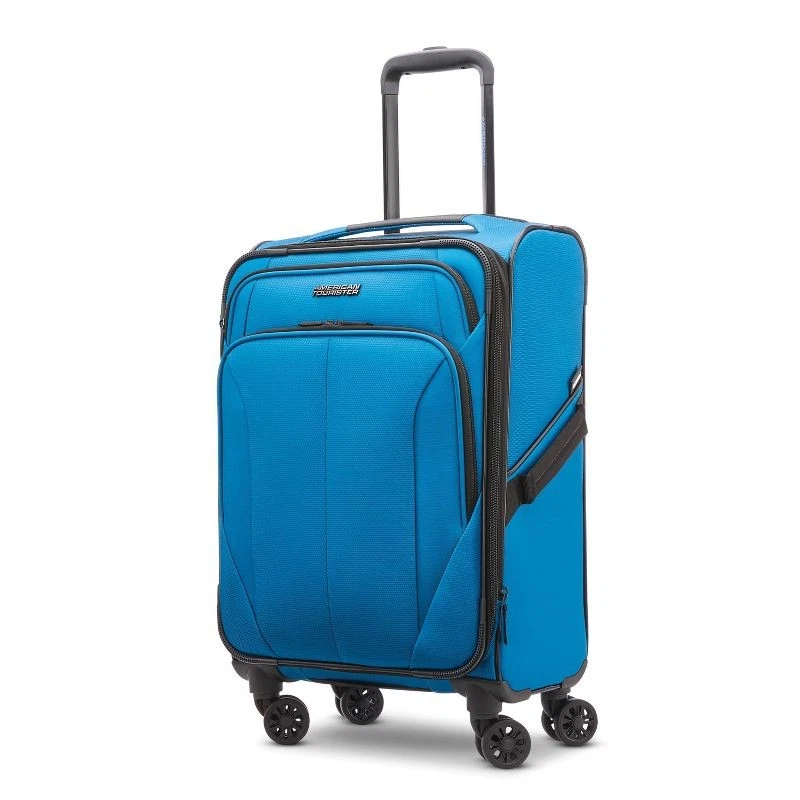 AMERICAN TOURISTER PHENOM SOFTSIDE CARRY ON SPINNER SUITCASE SOLID LUGGAGE, BLUE - Image 1 of 4