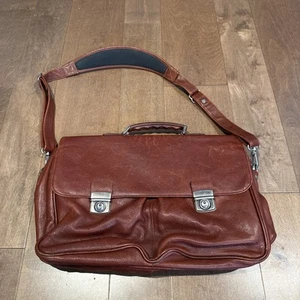 VTG Wilson Leather Pelle Studio Brown Laptop Messenger Bag Briefcase Carry-On - Picture 1 of 6
