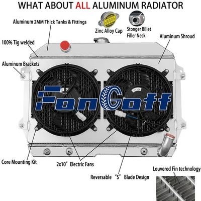 3 Row Aluminum Radiator Shroud Fan Fit 1970-1975 1971 Nissan Datsun 240Z 260Z L6 - Image 1 of 4