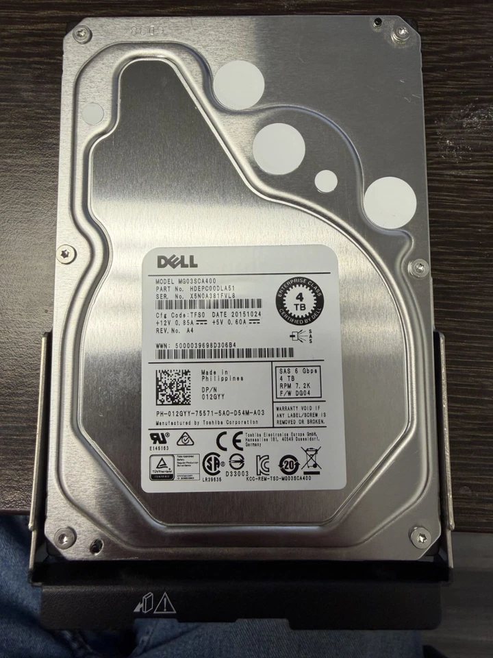 Dell 4tb 7.2k 3.5 LFF NL SAS HDD With Tray 012GYY - Image 1 of 3