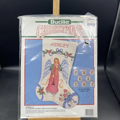 Bucilla #82828 Gabriella Angel Christmas Stocking 1990 Cross Stitch Kit New - Image 1 of 4