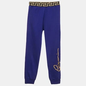 Versace Kids Blue Logo Print Cotton Knit Joggers 10 Yrs - Picture 1 of 6