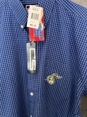 South Dakota State Jackrabbits Men’s Large Blue Striped Dress Shirt NWT - Image 1 of 4