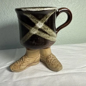 1980 Vintage Five Bridges Whimsical Coffee Mug With Feet Tennis Shoes Marked - Picture 1 of 9