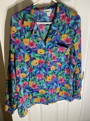 Leslie Fay Haberdashery Floral Paisley Hawaiian Boho Office Work Casual 18w - Image 1 of 4