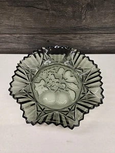 Vintage BUND GLAS PIONIER-RAUCH KARNEVAL GEKRÄUSELTE SCHALE OBST DESIGN 10" Vintage  - Bild 1 von 3