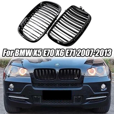 前肾格栅烧烤光泽黑色适用于宝马 X5 E70 X6 E71 2007-2013 xDrive30i — 第 1/4 张图片