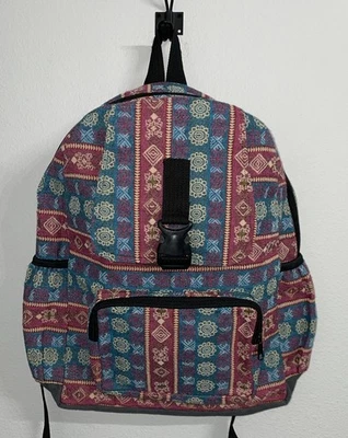 Mochila de lona con estampado tribal bolsillos boho estampado azteca Foto 1 de 4