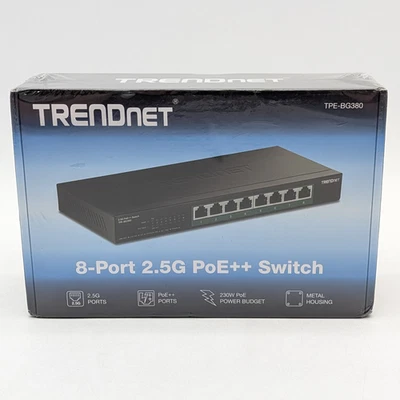 TRENDnet 8-Port 2.5G PoE++ Managed Switch 40Gbps (TPE-BG380) Black - Image 1 of 4