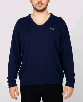 Suéter Vintage Años 70 80 Izod Lacoste Cuello en V Logo Cocodrilo Azul Marino Talla XL Foto 1 de 4