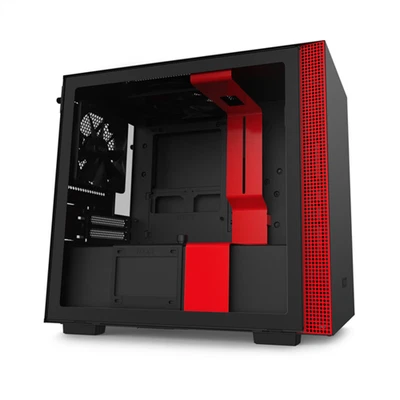 NZXT Gehäuse H210 Schwarz / Rot Hartglas Seitenfenster Mini-ITX (B-Ware) - Bild 1 von 4