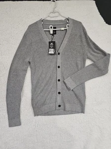 XRAY Mens Ribbed Cardigan Sweater, Grey, Medium - Picture 1 of 11