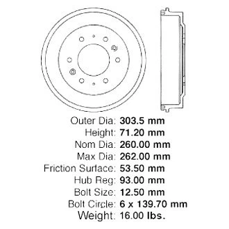 For Mazda B2200 1990-1993 Centric 123.45011 C-Tek Standard Rear Brake Drum - Imagem 1 de 1