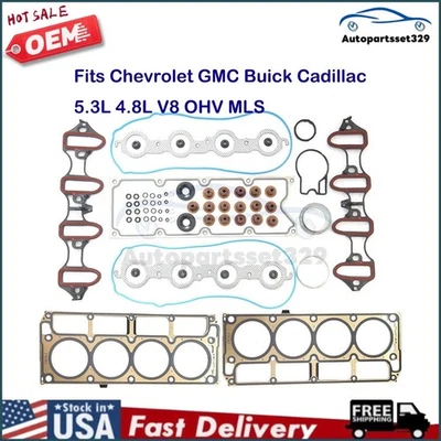 New Head Gasket Set 02-11 Fits Chevrolet GMC Buick Cadillac 5.3L 4.8L V8 OHV MLS Foto 1 de 4