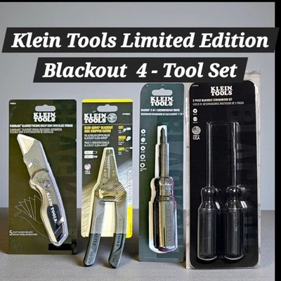 Klein Tools Limited Blackout 4-Tool Set! 11-1 Screwdriver, Knife, Strippers, 2pk - Image 1 of 4