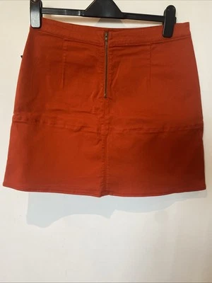 Zara Short  Skirt  Denim Cotton Rust Orange  Boho Autumn Size 10 NEW - Image 1 of 4