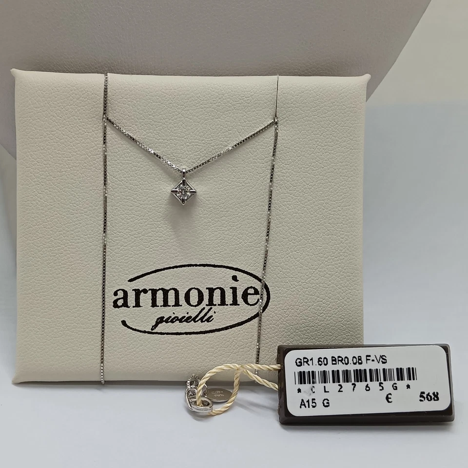 Armonías Collar Punto Luz En Oro Blanco 18KT 750 Y Diamante De 0.08 (0589) - Imagen 1 de 4