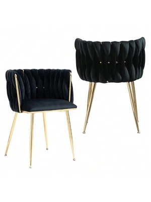Conjunto de 2 cadeiras de jantar estofadas de veludo cadeiras de destaque modernas cozinha vaidade - Imagem 1 de 4