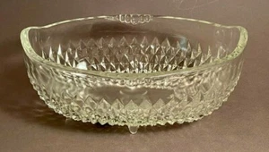 Vintage INDIANA Oval Footed Bowl Diamond Pattern Clear Pressed Glass 8 ½” x 5 ½” - Picture 1 of 7