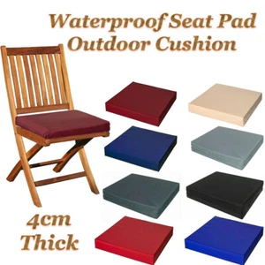 GARDEN SEAT PADS 4CM THICK FOAM CUSHION WATERPROOF ZIP COVER RATTAN PATIO CHAIR - Picture 1 of 9