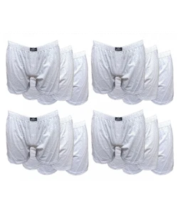 12 pezzi di boxer uomo in cotone 100% con apertura e bottone bianco disegno - Foto 1 di 1