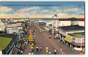 Postal de lino Boardwalk North of Cedar Avenue, Wildwood-by-the-Sea, Nueva Jersey - Imagen 1 de 2