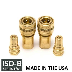 2 Sets 1/8" ISO-B Hydraulic Hose Quick Disconnect Coupler Brass - (ISO 7241-1 B) - Picture 1 of 8