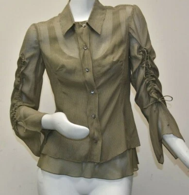 $1590 NUEVO Conjunto Blusa Carolina Herrera 2 Piezas + Top Caqui Punto Verde Oliva SEDA 6 Foto 1 de 4