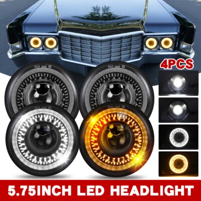 4PC 5 3/4" 5.75 inch Round LED Headlights Start Halo Fit Buick Riviera 1963-1974 - Image 1 of 4