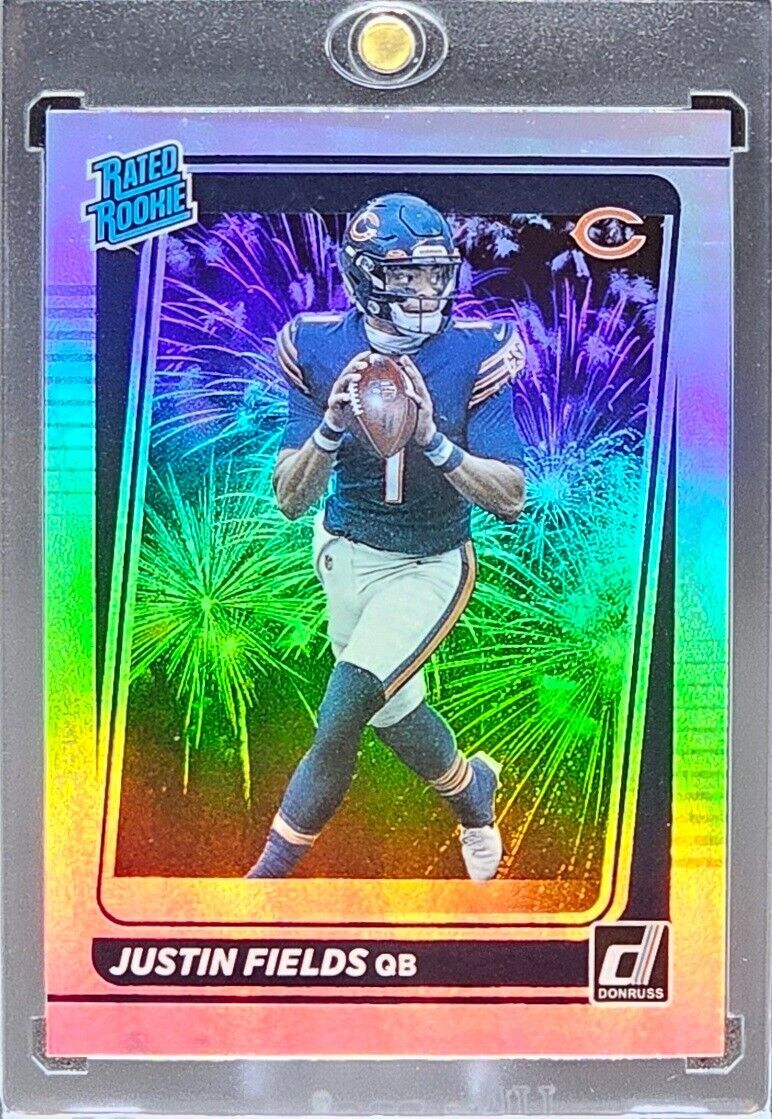 Justin Fields (SSP) RC Rated Rookie Premium Case Hit #253 (Bears) 2021 Donruss