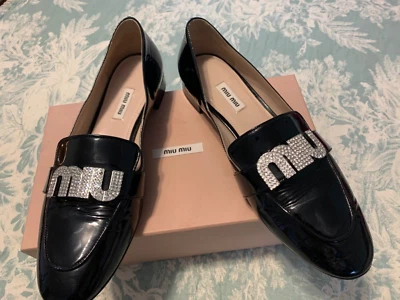MOCASINES MIU MIU VERNICE DE CHAROL NEGRO CRISTAL JOYA TALLA EU41 $795 Foto 1 de 4