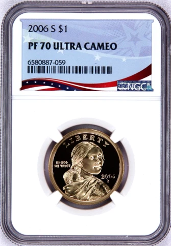 2006 S, $1 Sacagawea, Graded PF 70 Ultra Cameo by NGC  * Patriotic Label Cover