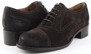 $260 JOAN & DAVID THEORA Brown Oiled Suede Designer Comfort Lace Up Oxfords 6 - Picture 1 of 4