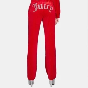 Juicy Couture Womens Pants Size Large Red Velour Rhinestone Embellish Flare Leg - Picture 1 of 7