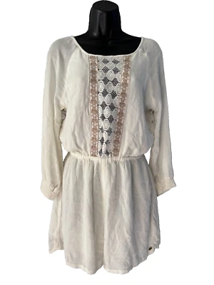 NUEVO CON ETIQUETAS O'Neill Talla Pequeña Marfil Forrado Pantalones Cortos Mameluco Abierto Encaje Corbata Atrás Para Mujer Foto 1 de 4