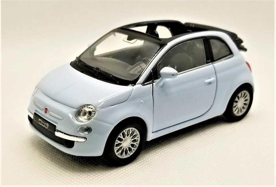Welly - Modelo 2010 Fiat 500C azul escala 1:34 -1:39 (BBWE43612DBL) Foto 1 de 1