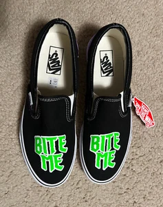 Vans BITE ME What We Do in the Shadows Mens Size 9.5 Shoes Slip On Loafers - Picture 1 of 15