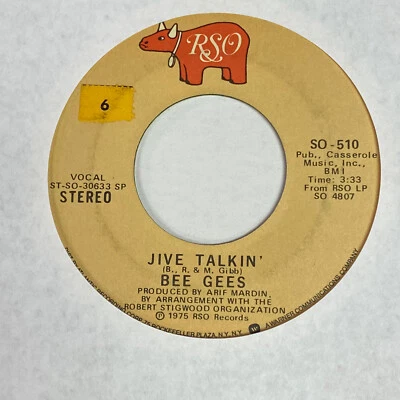 Bee Gees - Jive Talkin' / Wind Of Change - 1975 RSO Records 45 RPM - VG - Image 1 of 2