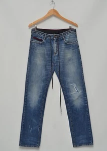 BIKKEMBERGS Luxury Men's Blue Distressed Deim Jeans Size 32 Made in Tunisia - Picture 1 of 12