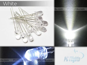 10pc - WHITE COLOR LIGHT EMITTING DIODE WITH 5MM CLEAR ROUND HEAD FROM USA - Picture 1 of 1