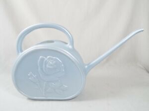 Vintage Watering Can Indoor Plastic 1/2 Gal. Long Spout Embossed Roses Silver