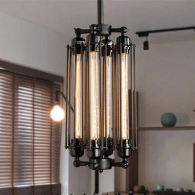 Lámpara de araña retro flauta negra 4 cabezales E26*4 sin fuente de luz Foto 1 de 4