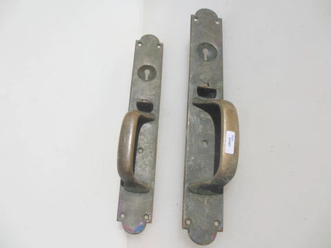 Victorian Brass Door Latch Handles Pulls Antique Old Vintage Barn Pair 13" Cover