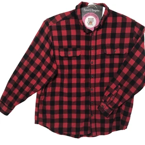 Faded Glory Herren Hemd 2XL Flanell rot schwarz Büffel kariert langarm XXL - Bild 1 von 8